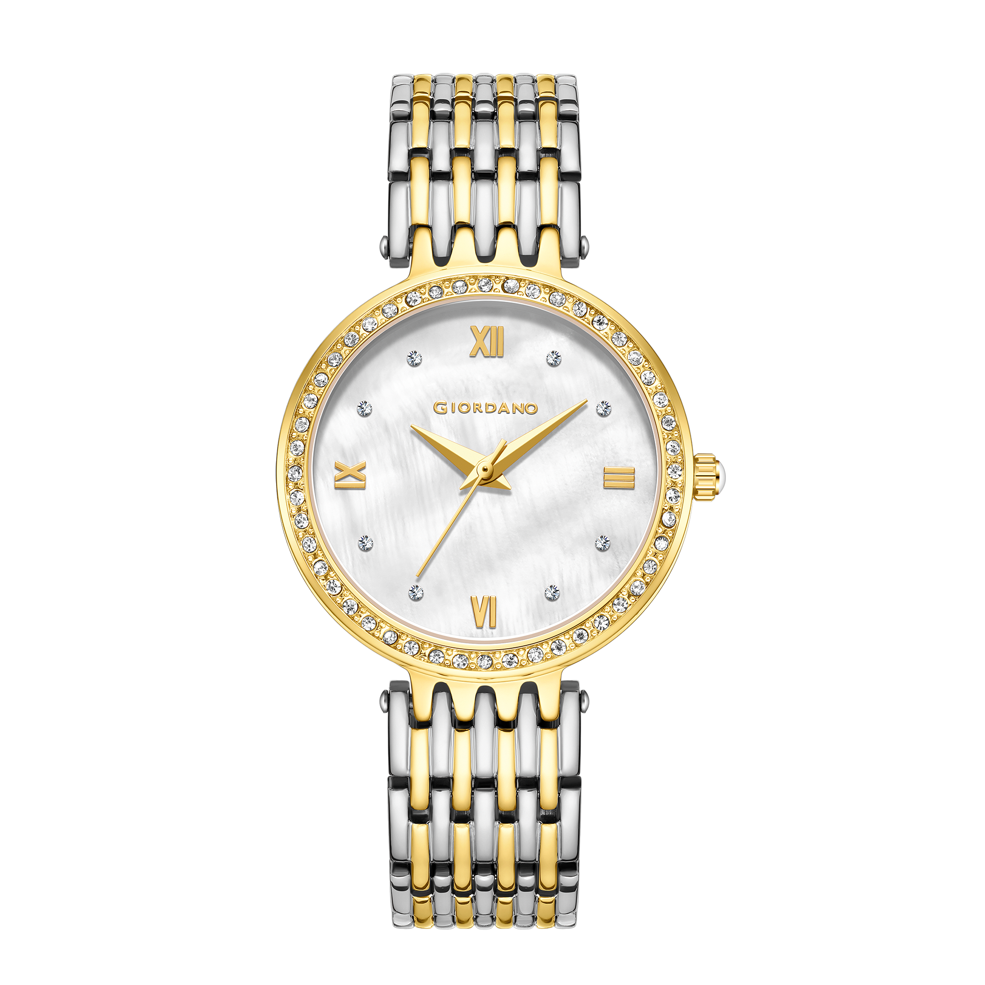 Giordano Analog Watch for Women with Stainless Steel Strap and Crystal Embellished Bezel, Roman Numerals | A2060-55 - Image 4