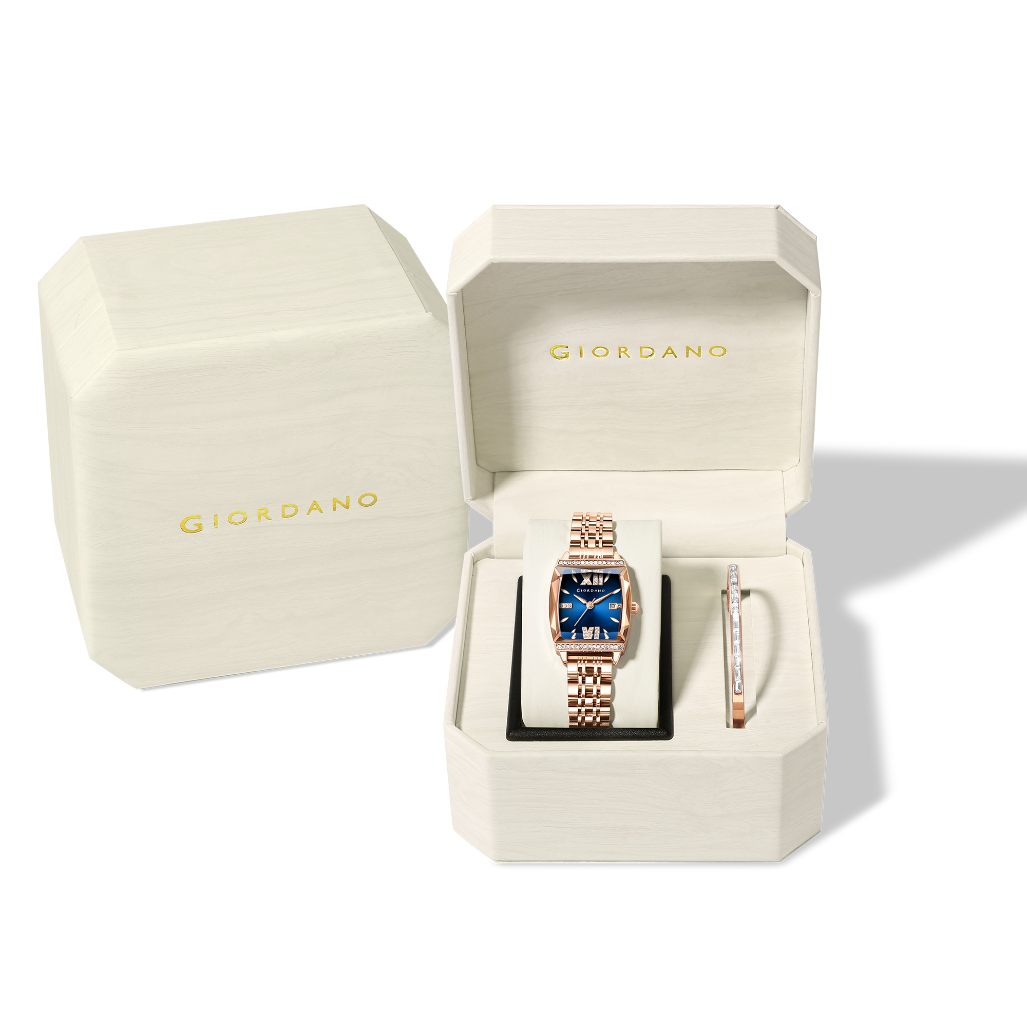 Giordano Analog Watch with Bracelet Set for Women – Cut Glass Square Dial, Crystal Roman Indices and Stainless Steel Strap – Elegant Gift Combo for Women | GZ-60117-33 - Image 6