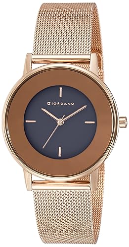 Giordano Brown Dial Analog Wrist Watch for Women with Stylish Mesh Band Ladies Wrist Watch|3 Hands Mechanism - A2052-77