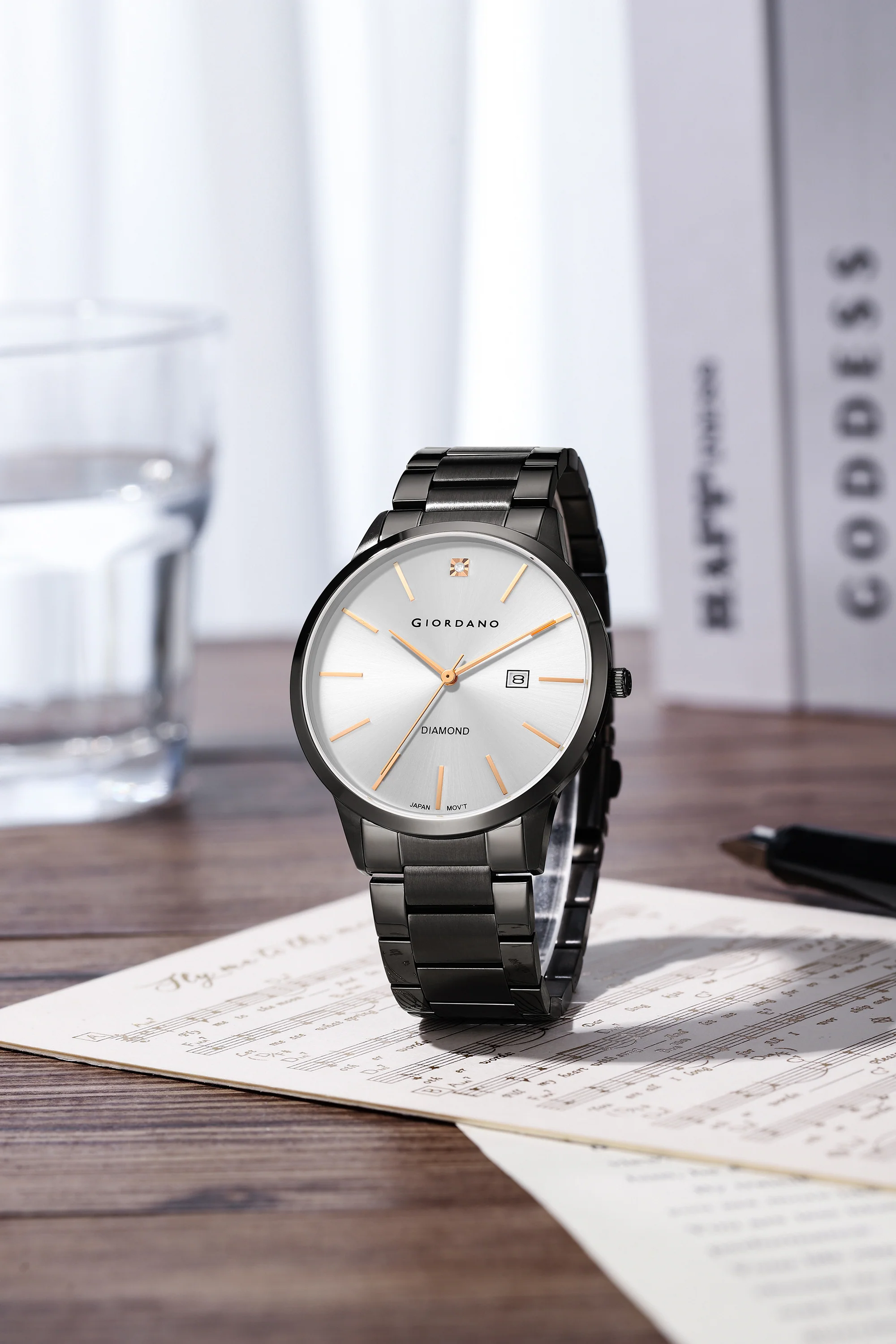 Giordano Classic Analog Watch for Men with Diamond Marked Dial and Stainless Steel Strap | GZ-50101-22