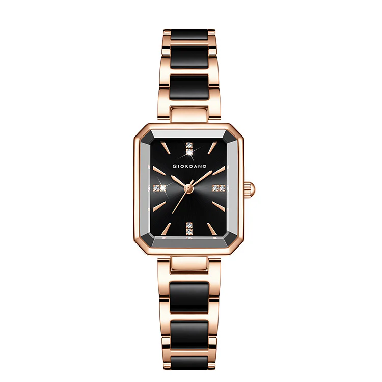 Giordano Classic Rectangular Dial Watch for women with Crystal Markers and dual tone stainless steel Strap GZ-60101-11 - Image 6
