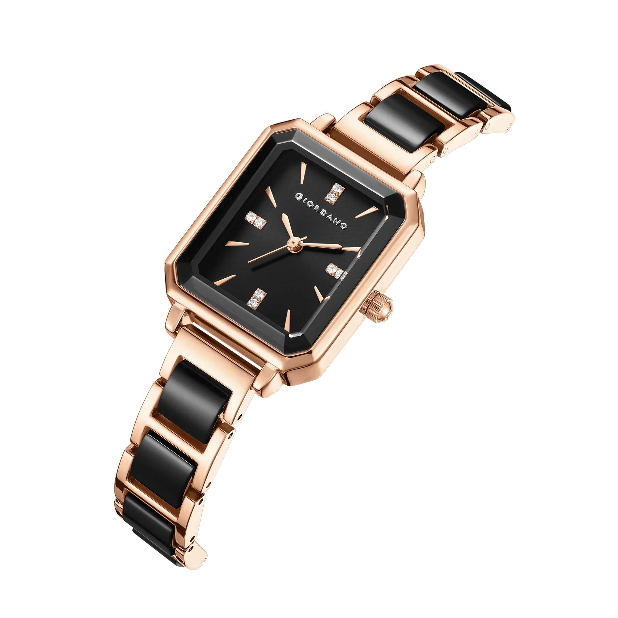 Giordano Classic Rectangular Dial Watch for women with Crystal Markers and dual tone stainless steel Strap GZ-60101-11 - Image 7