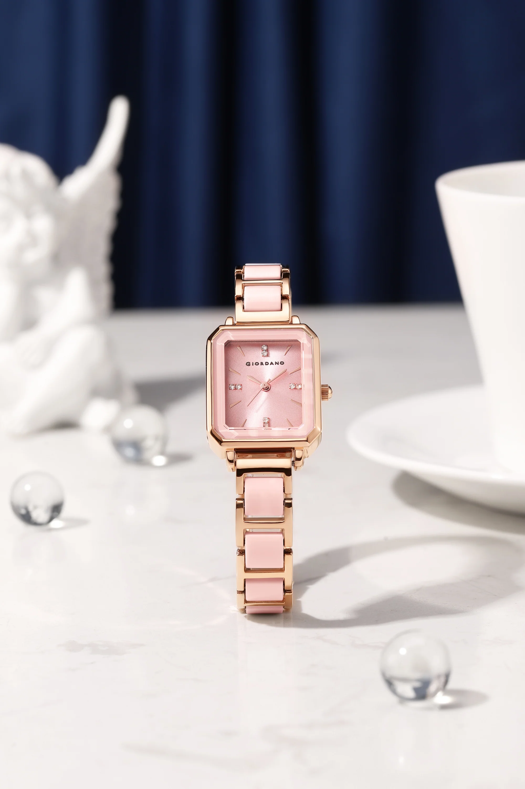 Giordano Classic Rectangular Dial Watch for women with Crystal Markers and dual tone stainless steel Strap GZ-60101-22 - Image 3