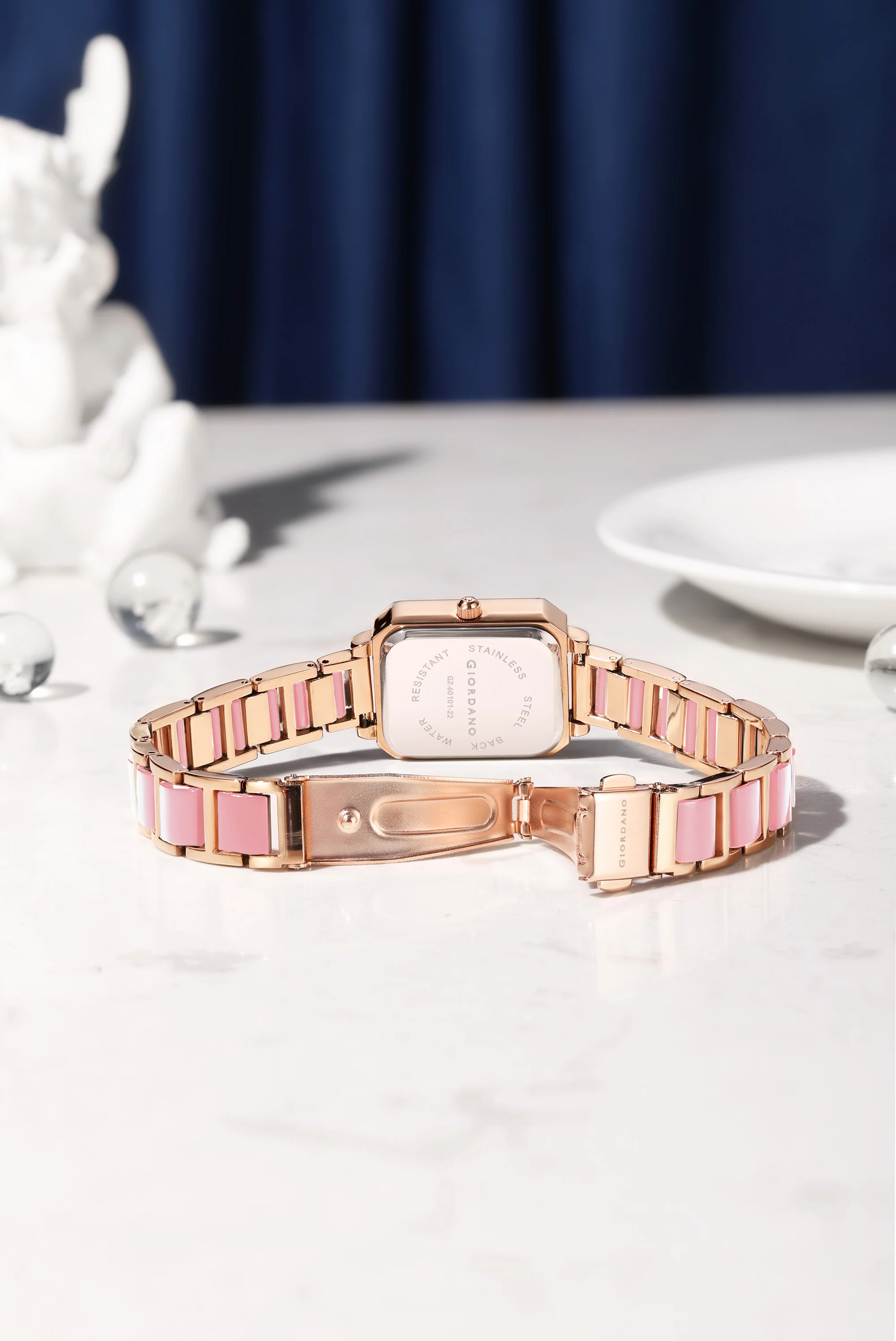 Giordano Classic Rectangular Dial Watch for women with Crystal Markers and dual tone stainless steel Strap GZ-60101-22 - Image 5