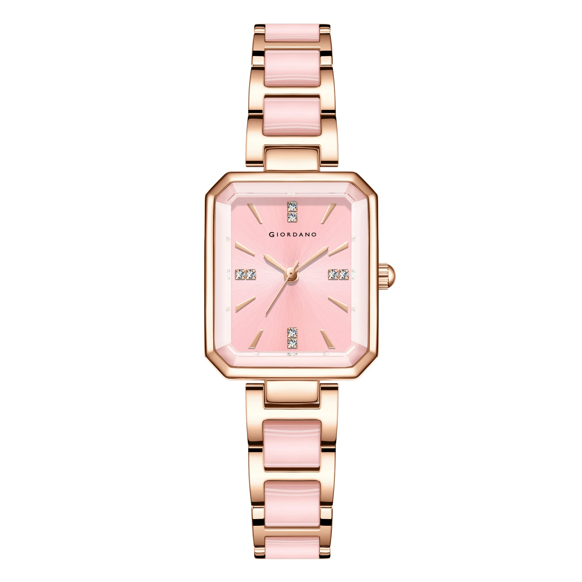 Giordano Classic Rectangular Dial Watch for women with Crystal Markers and dual tone stainless steel Strap GZ-60101-22 - Image 6