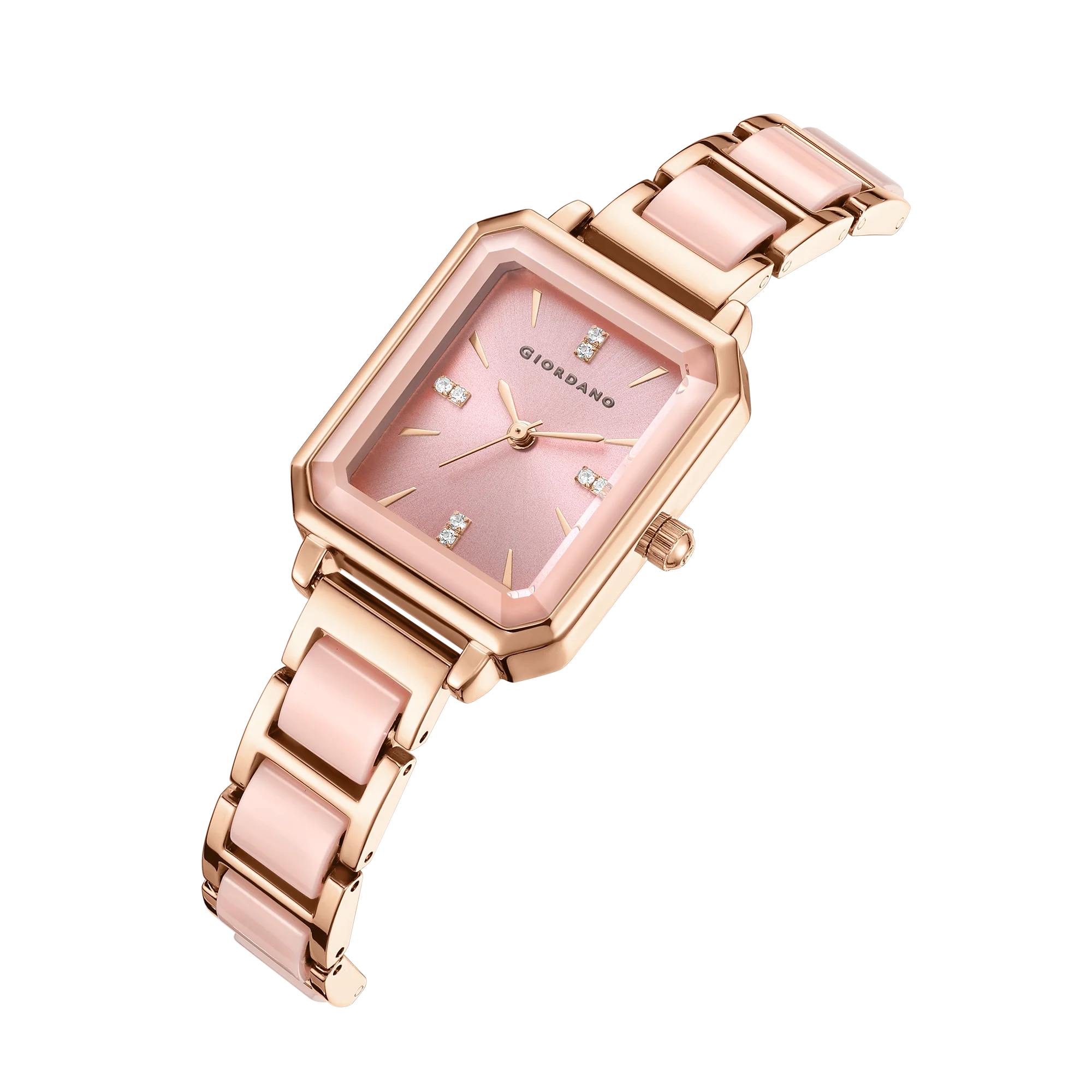 Giordano Classic Rectangular Dial Watch for women with Crystal Markers and dual tone stainless steel Strap GZ-60101-22 - Image 7