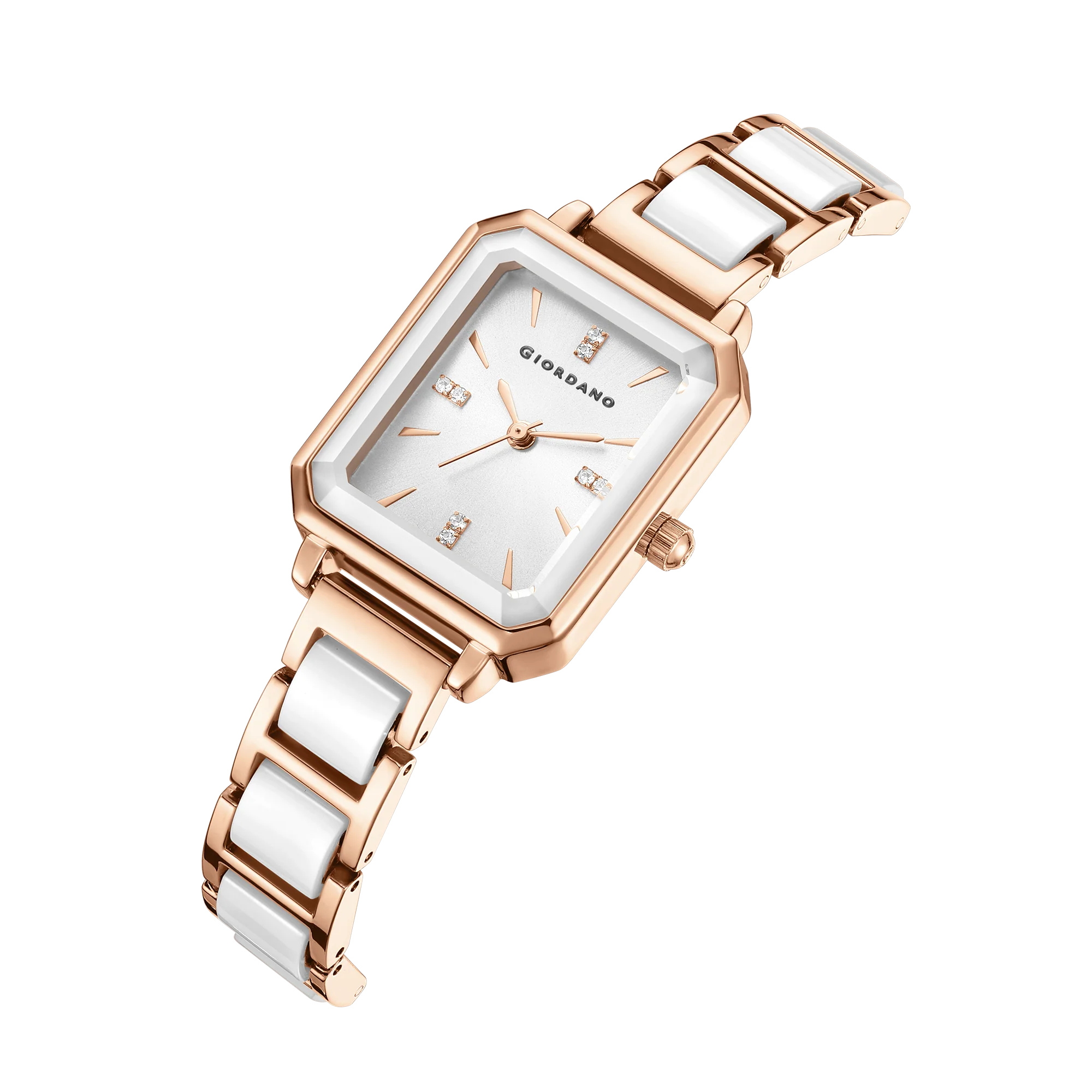 Giordano Classic Rectangular Dial Watch for women with Crystal Markers and dual tone stainless steel Strap GZ-60101-33 - Image 8