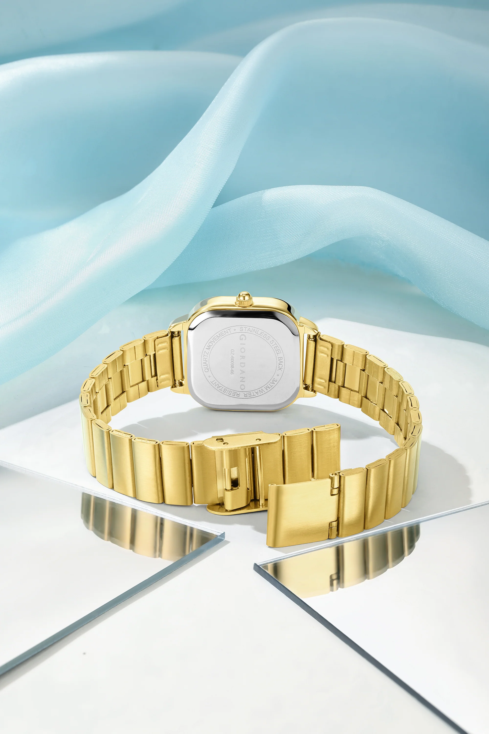 Giordano Classic Square Watch for Women – Polished Stainless Steel Strap, Minimalist Compact Design | GZ-60098-66 - Image 4