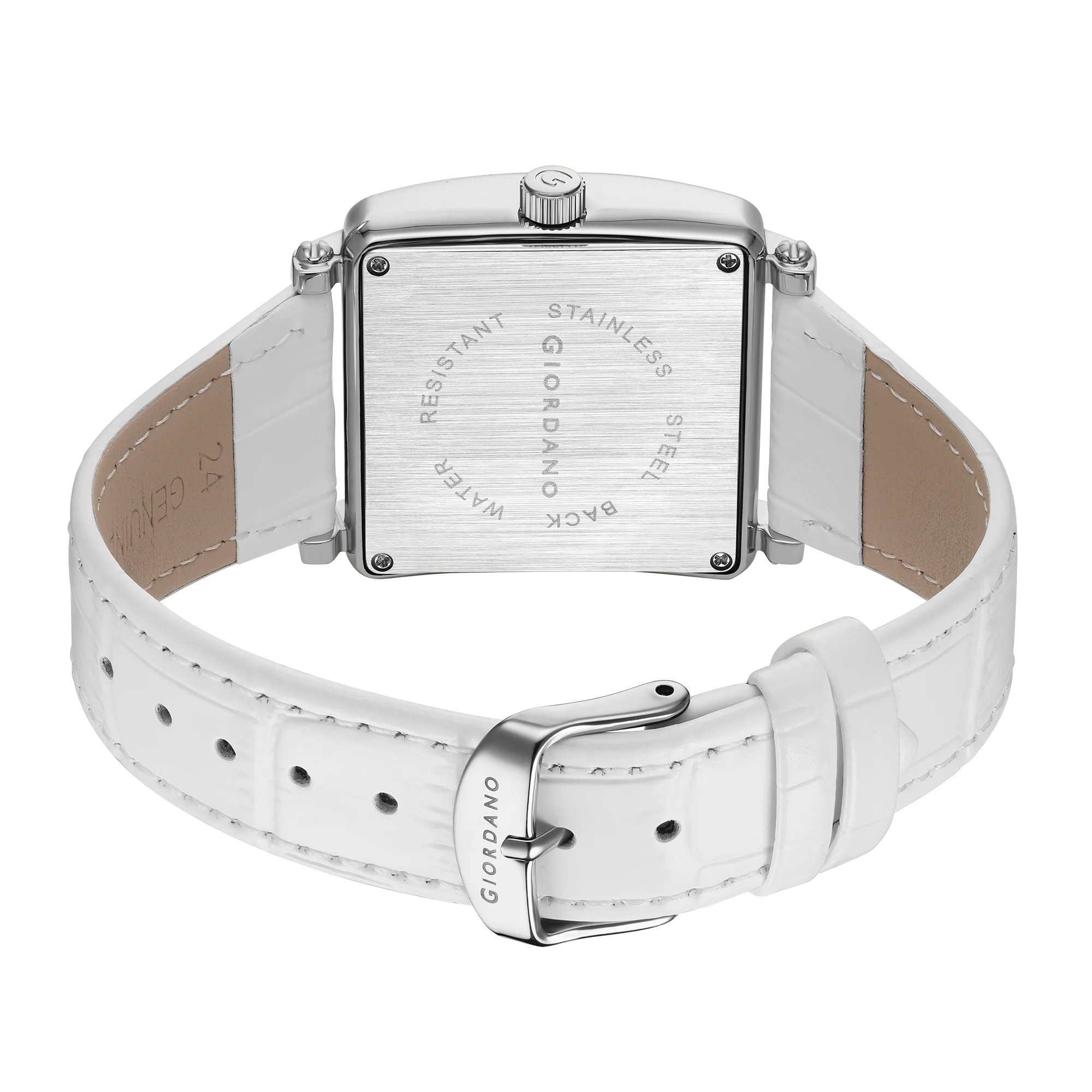 Giordano Elegant Watch for women Crystal-Studded Square Dial, Leather Band, Roman Numeral Dial-GZ-60091-02 - Image 5