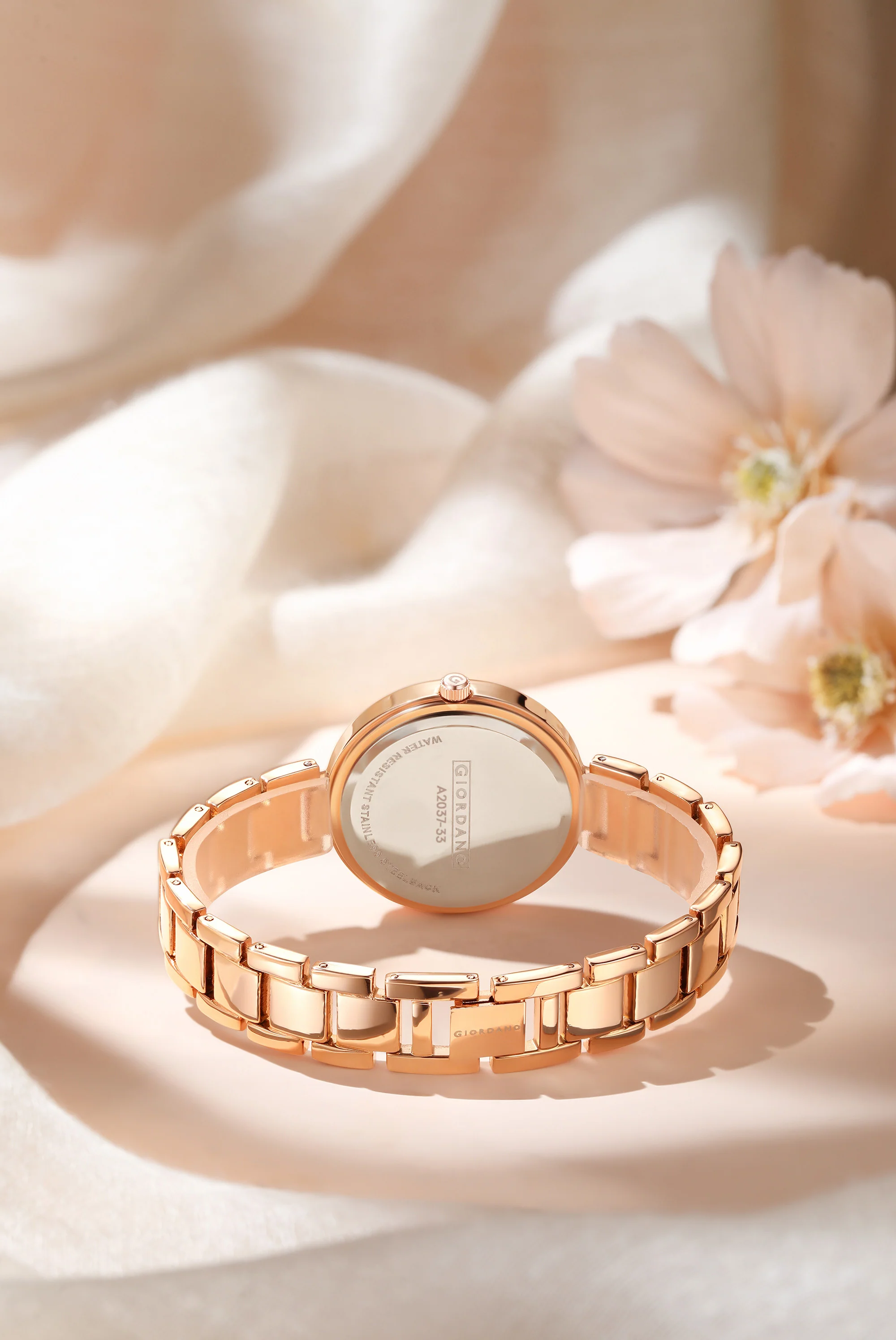 Giordano Eleganza Collection Analog Watch for Women with Crystal-Studded Strap & Diamond Indices - A2037-33 - Image 3