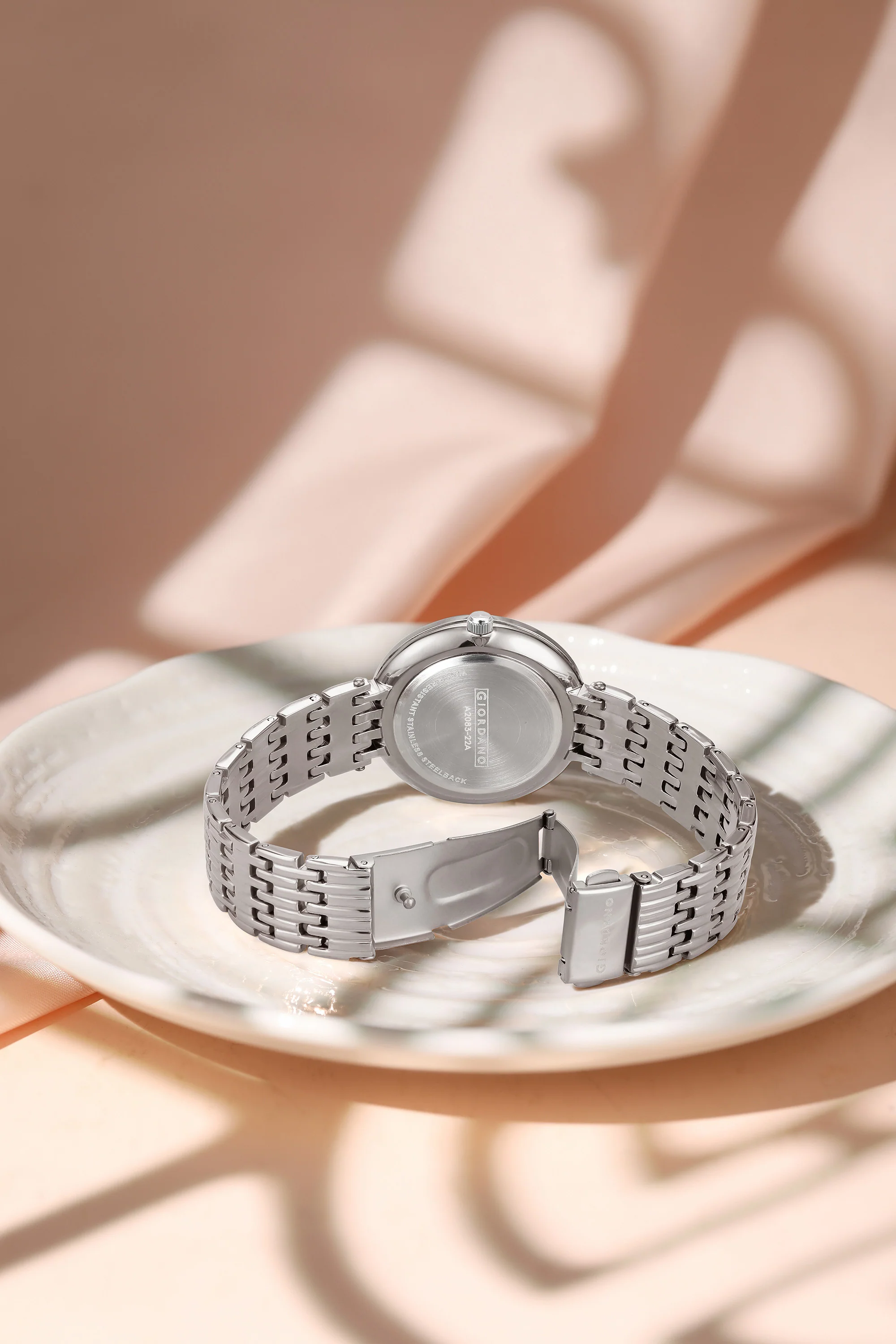 Giordano Eleganza Collection Watch for Women with Stainless Steel Strap and Crystal Embellished Bezel, Roman Numerals-A2083-22A - Image 3