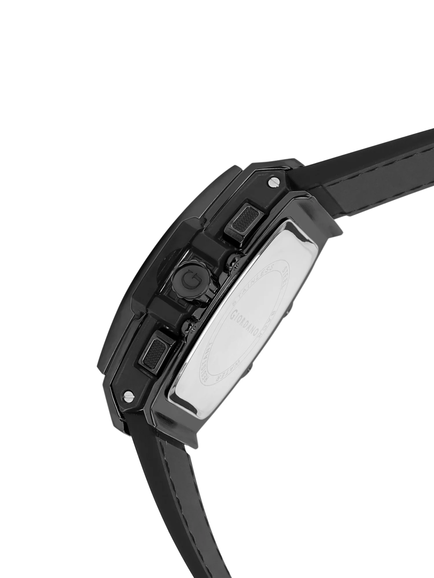 Giordano Terminator Men's Black Leather Multifunction Watch - with Day, Date, and 24-Hour Sub-Dials | Water Resistant Square Dial Unique Design Wrist Watch for Man | GZ-50098-03 - Image 11
