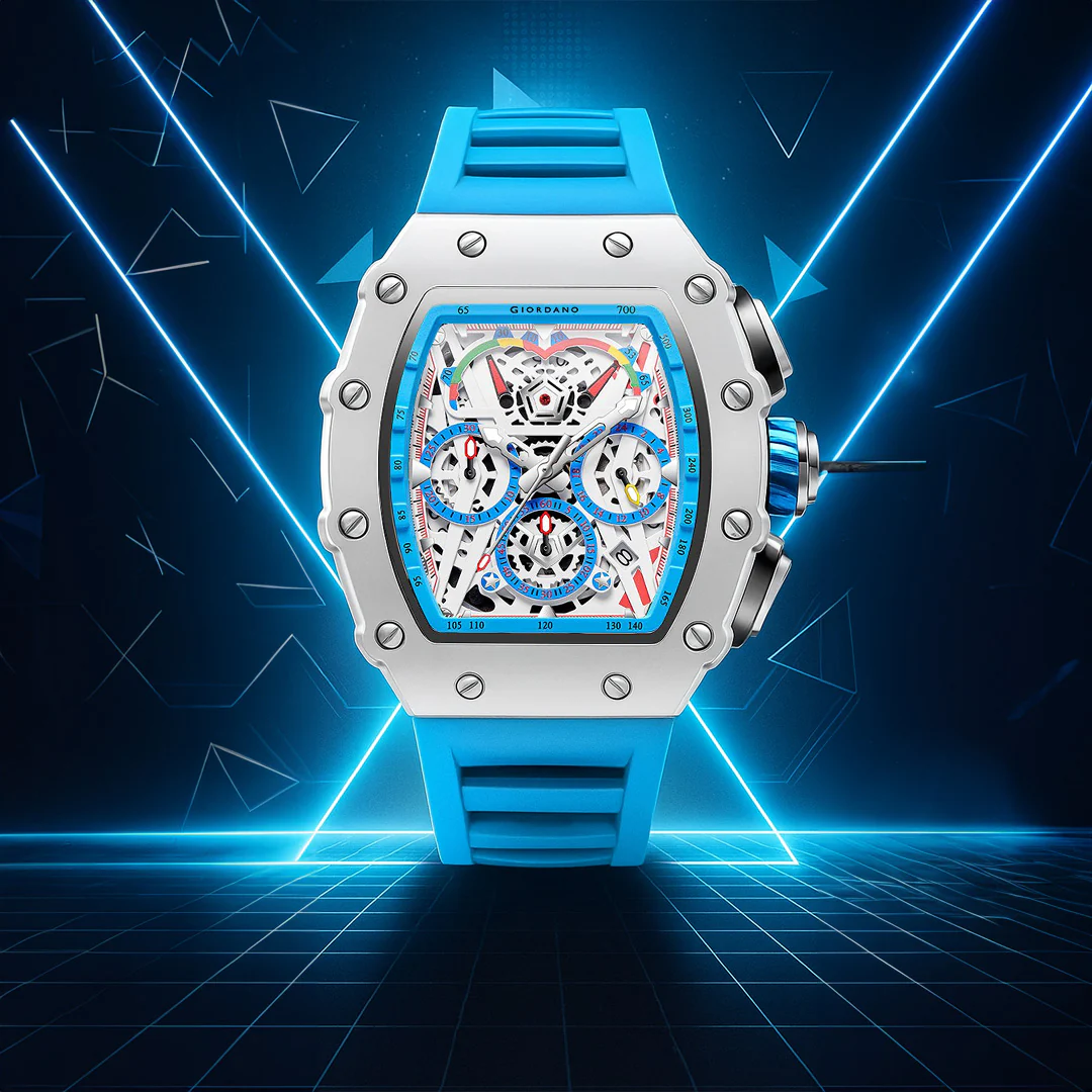 Giordano Multifunction Watch for Men with Day, Date, and 24-Hour Sub-Dial, Water Resistant Square Dial Unique Design | GZ-50144-04