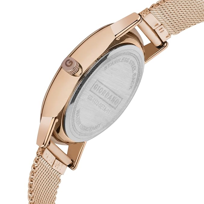 Giordano Rose Gold Analog Stylish Watch for Couple with Stylish dial with Roman Indicess and mesh Metal Strap GD-1172-SETA-11 - Image 7