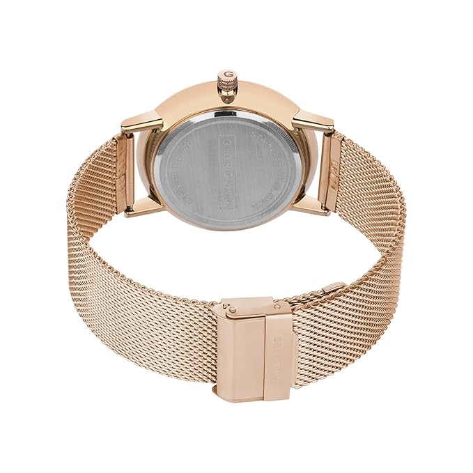 Giordano Rose Gold Analog Stylish Watch for Couple with Stylish dial with Roman Indicess and mesh Metal Strap GD-1172-SETA-11 - Image 8