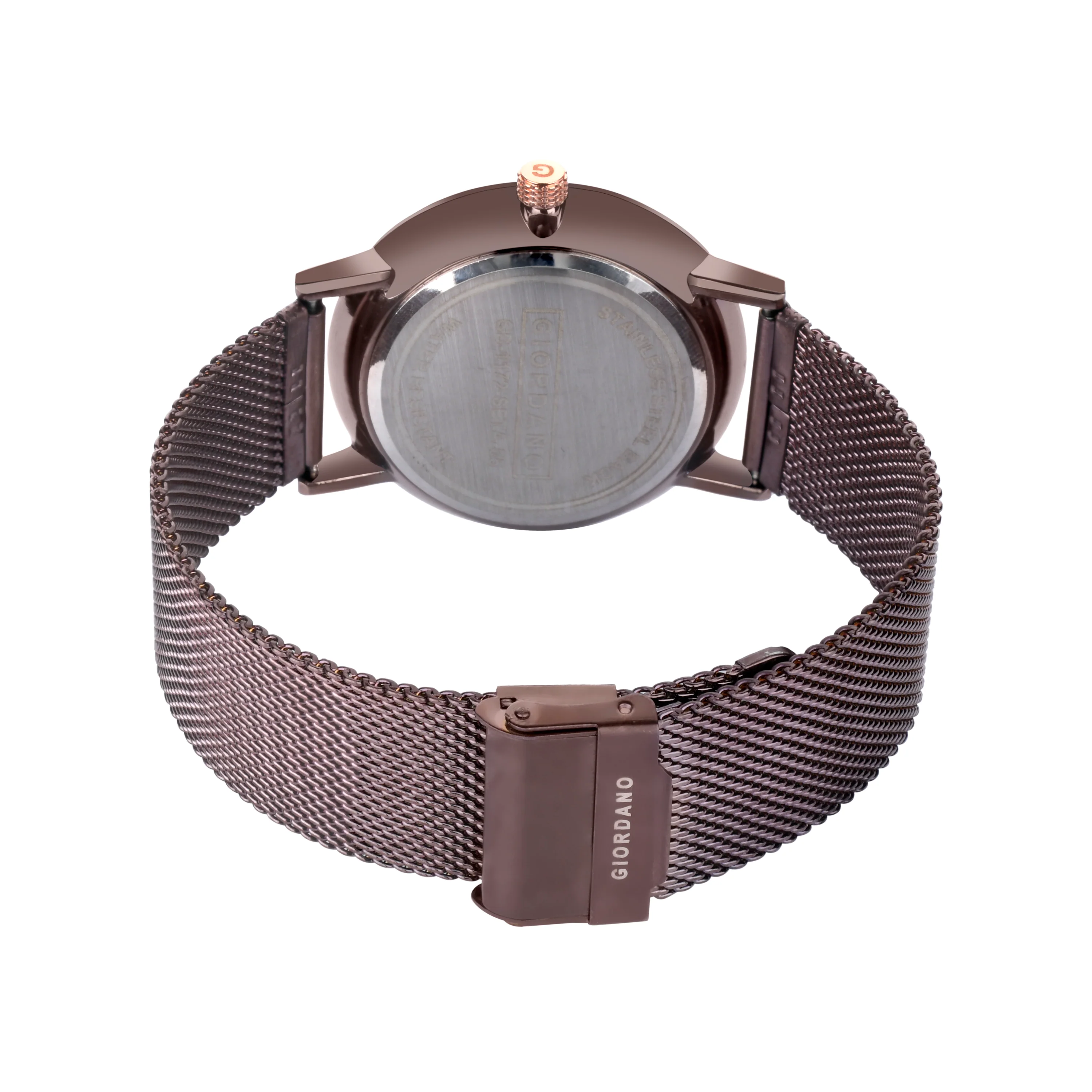 Giordano Rose Gold Analog Stylish Watch for Couple with Stylish dial with Roman Indicess and mesh Metal Strap GD-1172-SETA-55 - Image 6