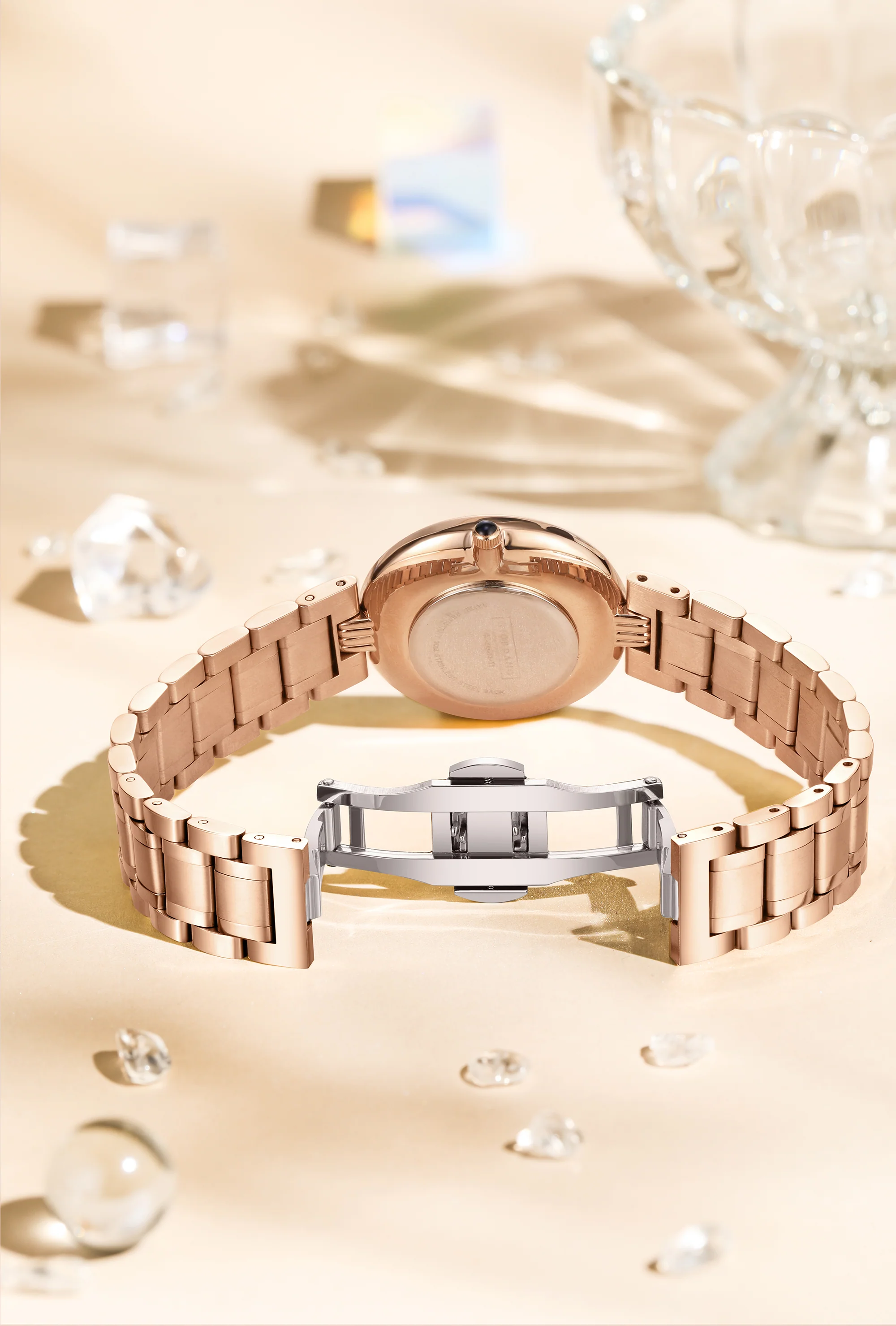 Giordano Rose Gold Dancing Diamonds Collection Analogue Watch for Women with Elegant Stainless Steel Strap and 3 Hand Mechanism GZ-60083-11 - Image 3