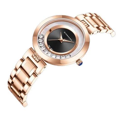 Giordano Rose Gold Dancing Diamonds Collection Analogue Watch for Women with Elegant Stainless Steel Strap and 3 Hand Mechanism GZ-60083-11 - Image 5