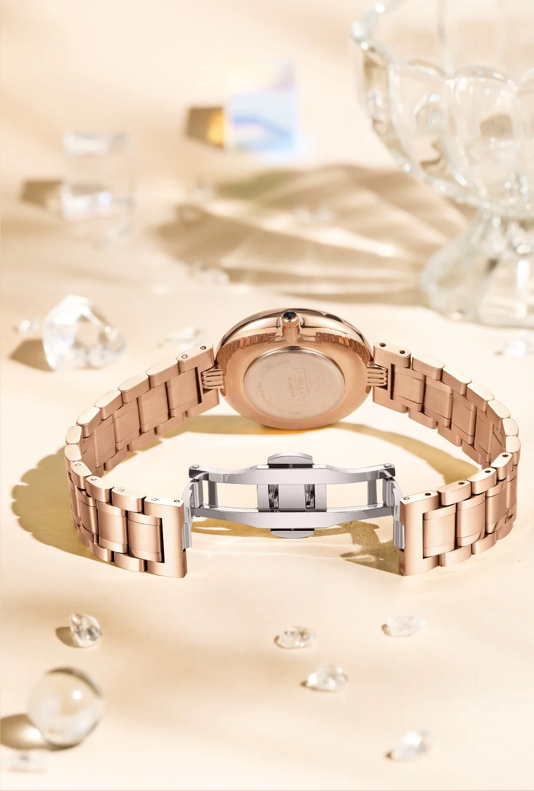 Giordano Rose Gold Dancing Diamonds Collection Analogue Watch for Women with Elegant Stainless Steel Strap and 3 Hand Mechanism GZ-60083-55 - Image 4