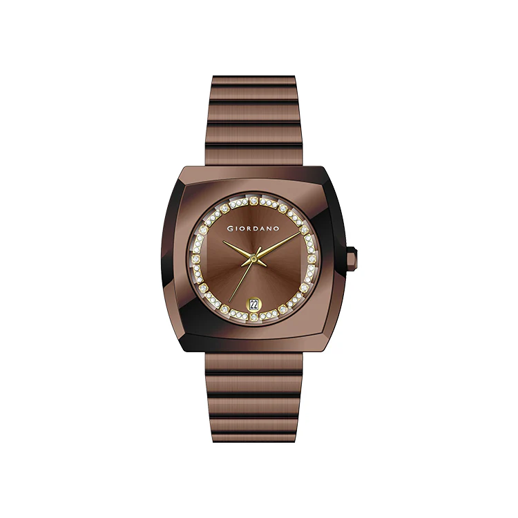 Giordano Square Analog Watch for men – Sunray gloss Dial with Crystal Hour Markers, Date Display & Stainless Steel Strap – Stylish Luxury Timepiece | GZ-50155-44 - Image 6