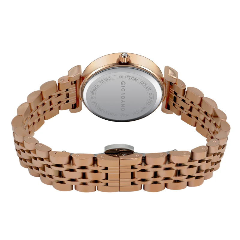 Giordano Stylish Diamond Studded Analog Wrist Watch for Women with Elegant Diamond Cut Glass and Stainless Steel Strap | GZ-60084-22 - Image 5